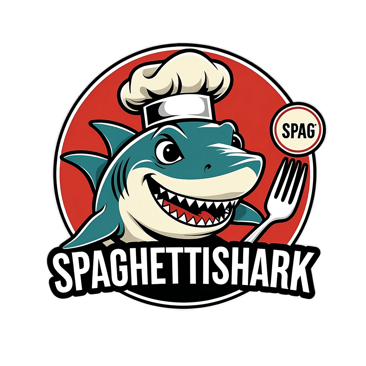 Spaghetti Shark - A shark tangled in pasta